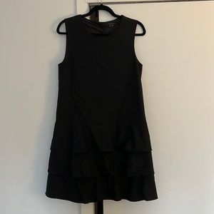 Theory shift dress with ruffles and button detail